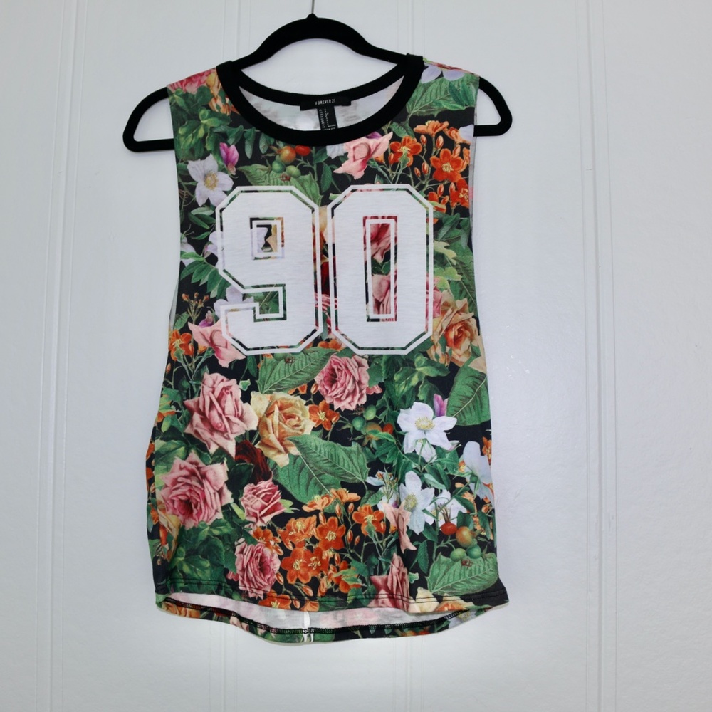 Forever 21 Floral Tank Top Basketball Tank top Size Small 90